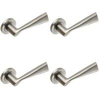 Loops 4x PAIR Angular Design Handle on Round Rose Concealed Fix Satin Stainless Steel in Metallics