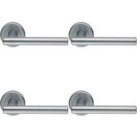 Loops 4x PAIR Straight T Bar Handle on Round Rose Concealed Fix Satin Chrome