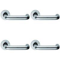 Loops 4x PAIR 19mm Round Bar Safety Lever Concealed Fix Round Rose Polished Aluminium