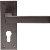 Loops PAIR Straight Square Handle on Euro Lock Backplate 150 x 50mm Matt Bronze