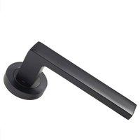 Loops PAIR Straight Square Handle on Round Rose Concealed Fix Matt Black Finish