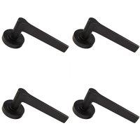 Loops 4x PAIR Straight Rounded Handle on Round Rose Concealed Fix Matt Black