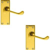 Loops 2x PAIR Victorian Scroll Lever on Short Latch Backplate 118 x 43mm Brass in Metallics