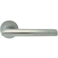 Loops PAIR Straight Mitred Bar Handle on Round Rose Concealed Fix Satin Chrome
