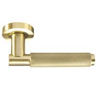 Loops PAIR Knurled Grip Round Bar Handle on Round Rose Concealed Fix Satin Brass in Metallics