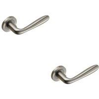 Loops 2x PAIR Smooth Rounded Bar Handle on Round Rose Concealed Fix Satin Steel in Metallics