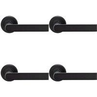 Loops 4x PAIR Flat Rectangular Bar Handle on Round Rose Concealed Fix Matt Black