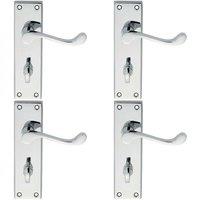 Loops 4x PAIR Victorian Scroll Lever on Bathroom Backplate 150 x 43mm Polished Chrome