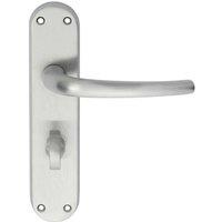 Loops PAIR Slim Round Bar Lever on Shaped Bathroom Backplate 185 x 40mm Satin Chrome