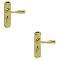 Loops 2x PAIR Heavy Duty Lever on Angular Bathroom Backplate 180 x 40mm Polished Brass in Metallics