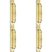 Loops 4x Cranked Ornate Door Pull Handle 380 x 65mm Backplate Polished Brass in Metallics