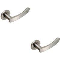 Loops 2x PAIR Curved Handle with Rounded Ends Concealed Fix Round Rose Satin Steel in Metallics