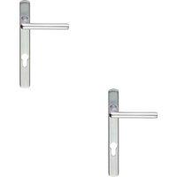 Loops 2x PAIR Straight Lever on Narrow Euro Lock Backplate 220 x 26mm Satin Chrome