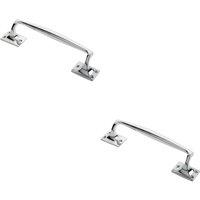 Loops 2x One Piece Door Pull Handle 250mm Length 54mm Projection Polished Chrome