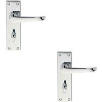 Loops 2x PAIR Straight Victorian Lever on Bathroom Backplate 150 x 42mm Chrome
