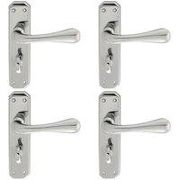 Loops 4x PAIR Heavy Duty Lever on Angular Bathroom Backplate 180 x 40mm Chrome
