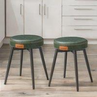 Pirlo Plush Faux Leather 2PC Stools For Kitchen Living Room in Camel