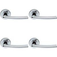 Loops 4x PAIR Oval Shaped Curved Bar Handle Concealed Fix Round Rose Polished Chrome