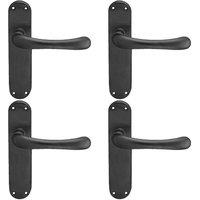 Loops 4x PAIR Smooth Rounded Handle on Shaped Latch Backplate 185 x 42mm Matt Black