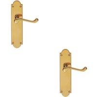 Loops 2x PAIR Victorian Scroll Handle on Latch Backplate 205 x 49mm Polished Brass in Metallics