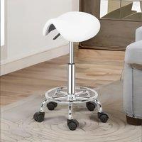 FURNOS 2PC Saddle Salon Stool Chair With Adjustable Height & 360 Swivel White