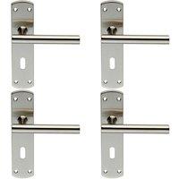 Loops 4x Mitred T Bar Lever Door Handle on Lock Backplate 172 x 44mm Satin Steel in Metallics