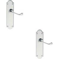 Loops 2x PAIR Victorian Scroll Handle on Latch Backplate 205 x 49mm Polished Chrome