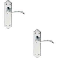 Loops 2x PAIR Curved Door Handle Lever on Latch Backplate 180 x 45mm Polished Chrome
