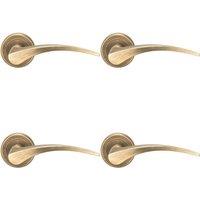 Loops 4x PAIR Arched Tapered Handle on Round Rose Concealed Fix Antique Brass in Metallics