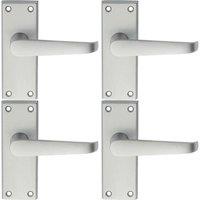 Loops 4x PAIR Straight Handle on Short Latch Backplate 118 x 42mm Satin Chrome