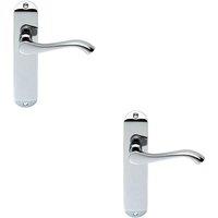 Loops 2x PAIR Curved Handle on Chamfered Latch Backplate 180 x 40mm Polished Chrome