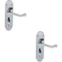 Loops 2x PAIR Victorian Upturned Lever on Bathroom Backplate 170 x 42mm Chrome