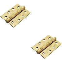 Loops 2x PAIR 102 x 76 x 3mm Ball Bearing Hinge Stainless Brass Interior Door in Metallics
