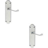 Loops 2x PAIR Victorian Scroll Handle on Latch Backplate 205 x 49mm Satin Chrome