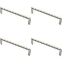 Loops 4x 19mm Mitred Pull Door Handle 300mm Fixing Centres Satin Stainless Steel in Metallics