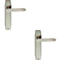 Loops 2x PAIR Line Detailed Handle on Latch Backplate 205 x 45mm Satin Nickel in Metallics