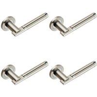Loops 4x PAIR Round Bar Handle on 52mm Round Rose Concealed Fix Polished Satin Steel in Metallics