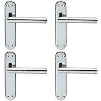 Loops 4x Round Bar Lever on Latch Backplate Door Handle 180 x 40mm Polished Chrome