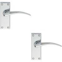 Loops 2x PAIR Slim Arched Door Handle on Latch Backplate 150 x 43mm Polished Chrome