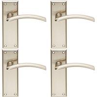 Loops 4x PAIR Arched Lever on Latch Backplate Door Handle 150 x 50mm Satin Nickel in Metallics