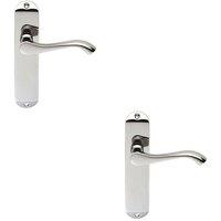 Loops 2x PAIR Scroll Lever Door Handle on Latch Backplate 180 x 40mm Polished Chrome