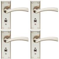 Loops 4x Chunky Curved Tapered Handle on Bathroom Backplate 150 x 50mm Satin Nickel in Metallics
