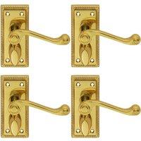 Loops 4x PAIR Reeded Design Scroll Lever on Bathroom Backplate 112 x 48mm Brass in Metallics