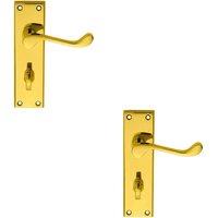 Loops 2x PAIR Victorian Scroll Handle on Bathroom Backplate 150 x 43mm Polished Brass in Metallics