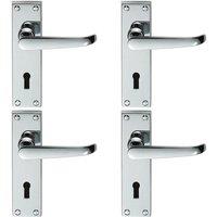 Loops 4x PAIR Straight Victorian Handle on Lock Backplate 150 x 42mm Polished Chrome