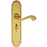 Loops PAIR Beaded Pattern Handle on Bathroom Backplate 249 x 50mm Polished Brass in Metallics