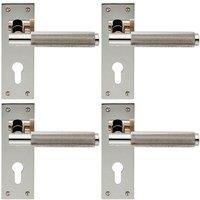 Loops 4x PAIR Knurled Round Lever on Slim Euro Lock Backplate 150 x 50mm Nickel in Metallics