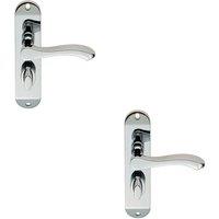 Loops 2x PAIR Scroll Lever Door Handle on Bathroom Backplate 180 x 40mm Chrome