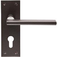 Loops PAIR Straight Bar Handle on Slim Euro Lock Backplate 150 x 50mm Matt Bronze