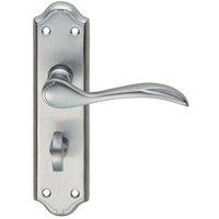Loops PAIR Curved Door Handle Lever on Bathroom Backplate 180 x 45mm Satin Chrome
